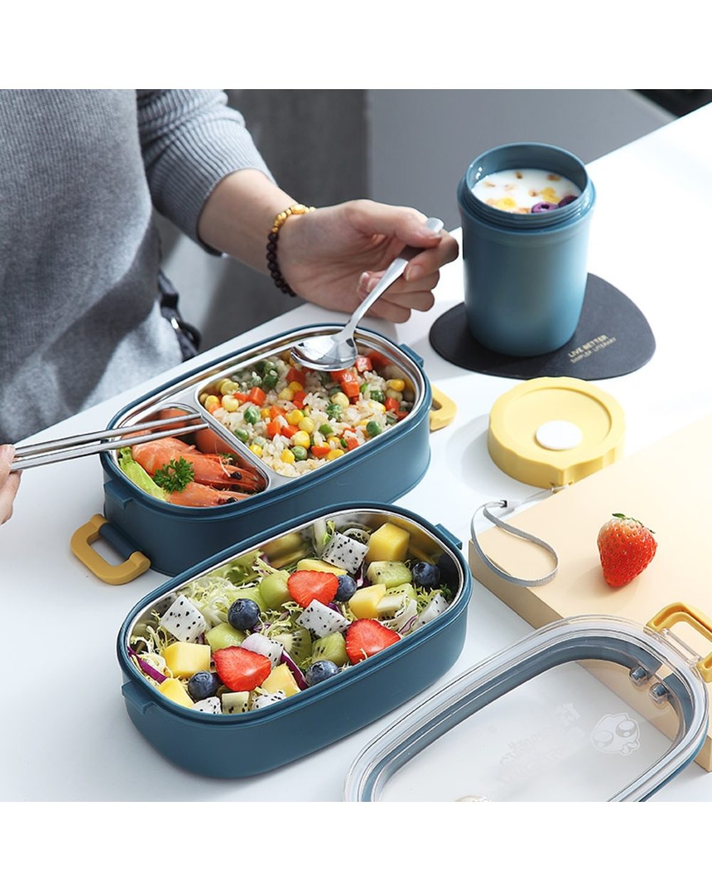 Stainless Steel Lunch Box - Student Accessories - Back to School - Multi-Layer Lunch Box - Food Container front-1