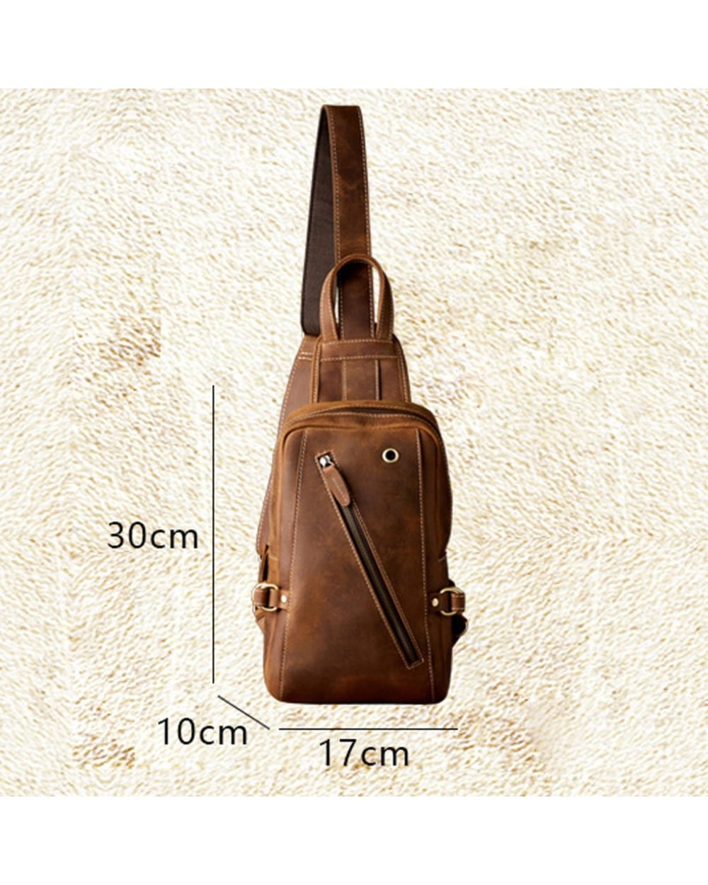 Men Genuine Leather Crossbody Chest Bag front-1