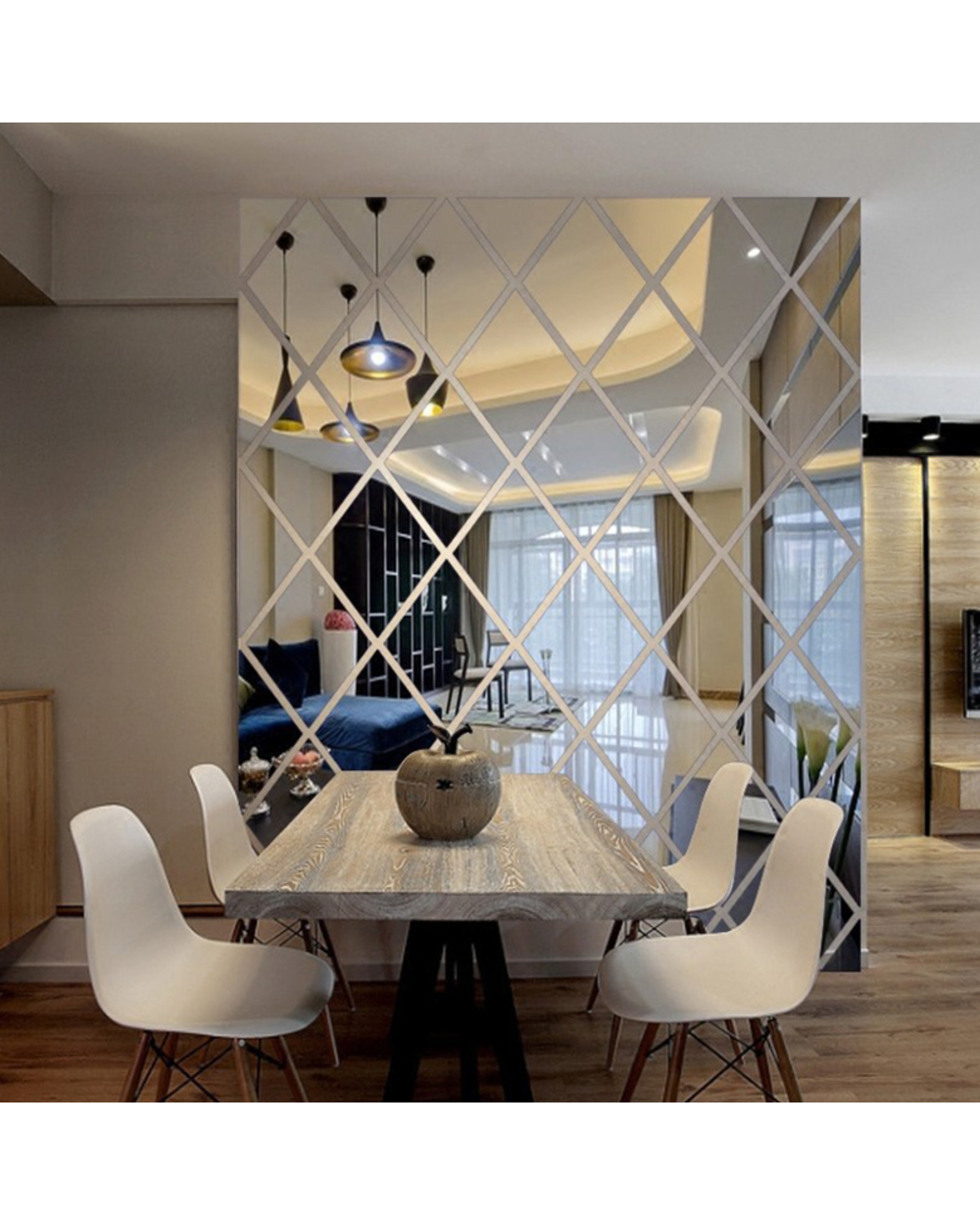 17/32/58Pcs 3D Mirror Wall Sticker Diy Diamonds Triangles Wall Stickers Living Room Home Decoration Bedroom Decor Wal front-0