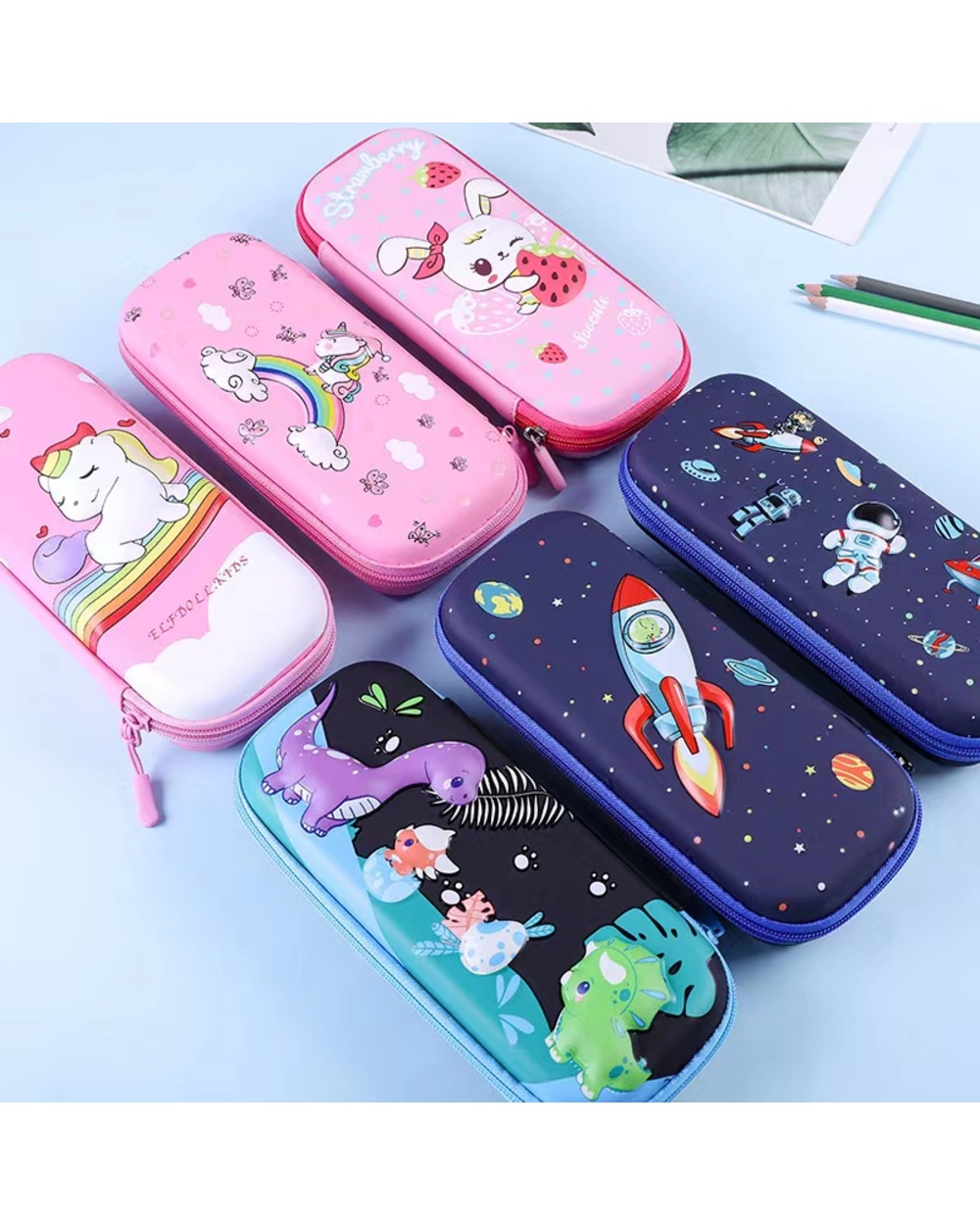 3D Eva Pencil Case Cute Stationery Box Cartoon Animals Pencil Box For Children Pen Case Big Pen Bag School Supplies Sto front-3