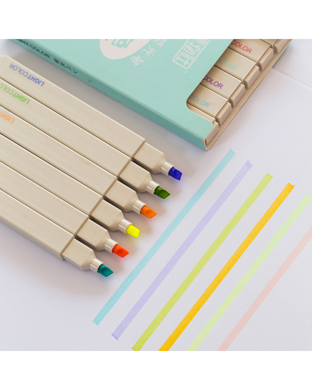 6Pcs Soft Brush Tip Color Highlighter Marker Pen Set Water Based Ink Morandi Pastel Pens Drawing Painting Journal Schoo front-1