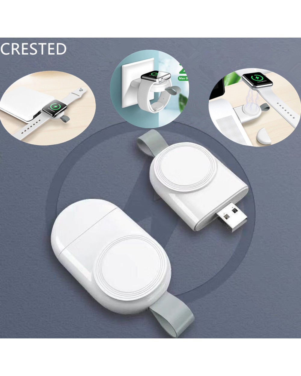 Portable Wireless Charger For Watch Series 7 6 Se 5 4 3 2 1 44Mm/40Mm Charging Dock Station Stand Usb Charger Iwatch 4 front-1