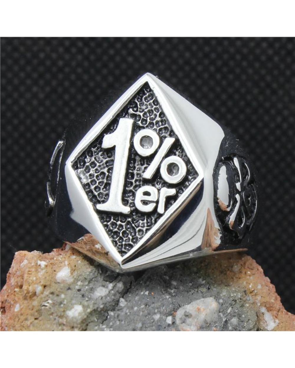 Cool 316L Stainless Steel Biker 1% er Skull Ring Biker front-4