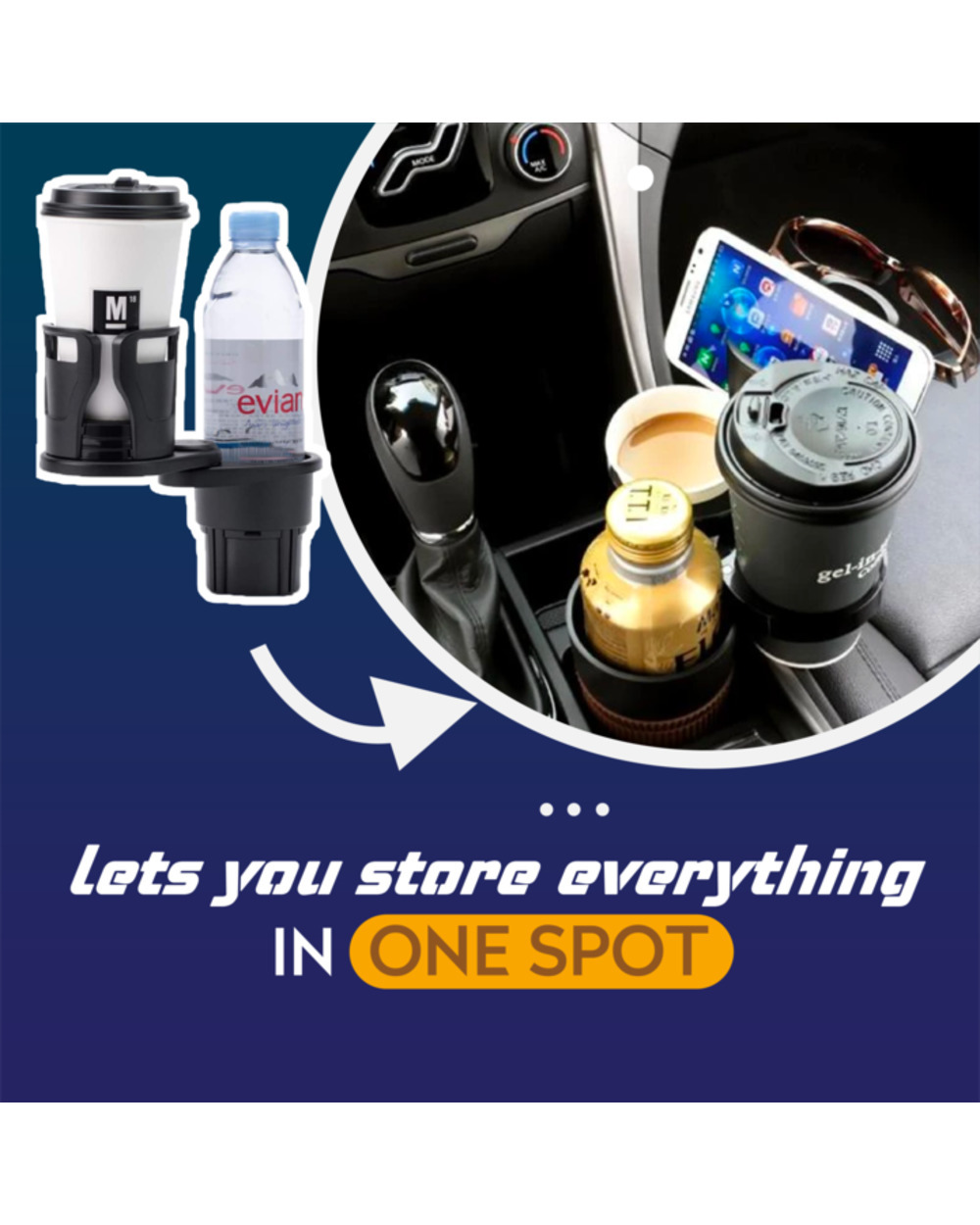 Beker Holder - All Purpose Car Cup Holder And Organizer 2 front-1