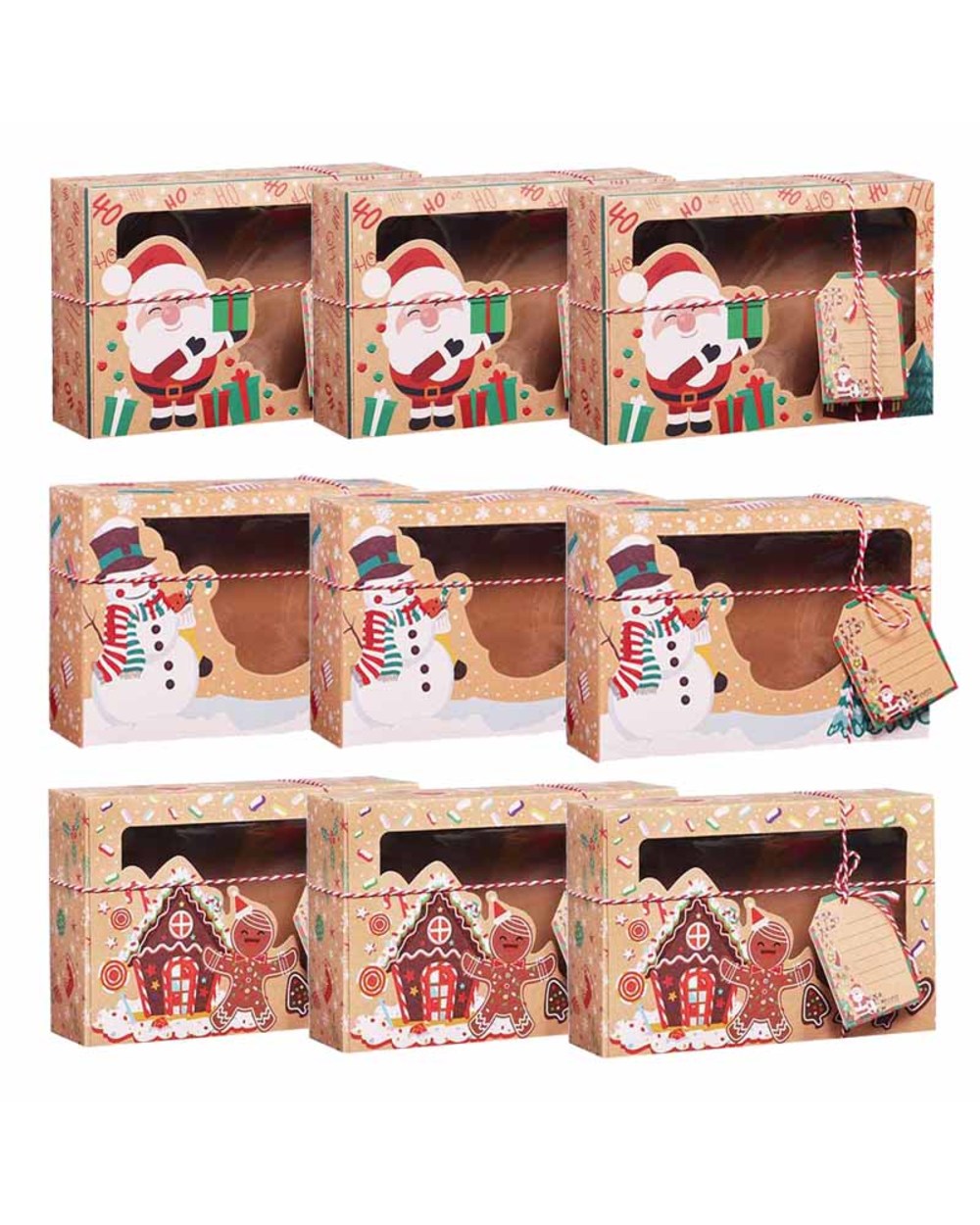 Kraft Paper Candy Boxes Merry Christmas Cookie Gift Box Clear Window Packaging Bag Party Favor New Year Decoration front-2