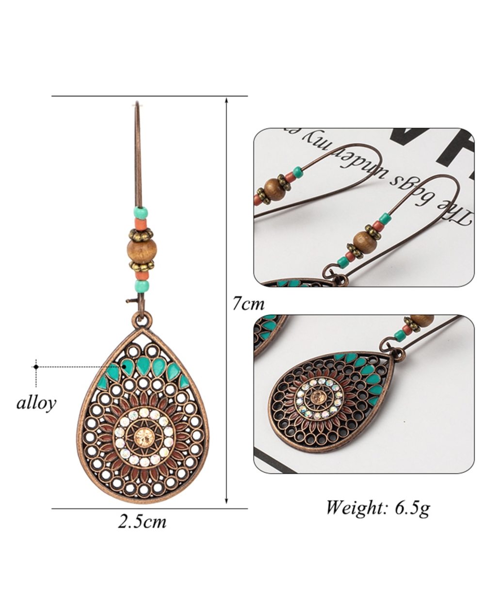 Vintage Boho India Ethnic Water Drip Hanging Dangle Drop Earrings for Women Female Jewelry Accessories front-1