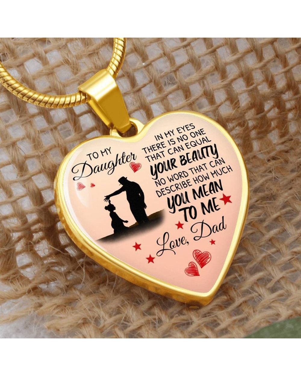 To My Daughter Love Dad Heart Necklace Jewelry Gift front-3
