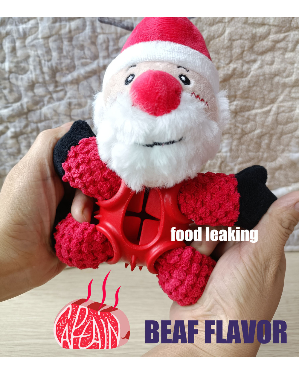 Chirstmas Santa Clause Pet Chew Toy Dog Food Leaking Squeaky Toy Interactive Play Training Christmas Gift front-1