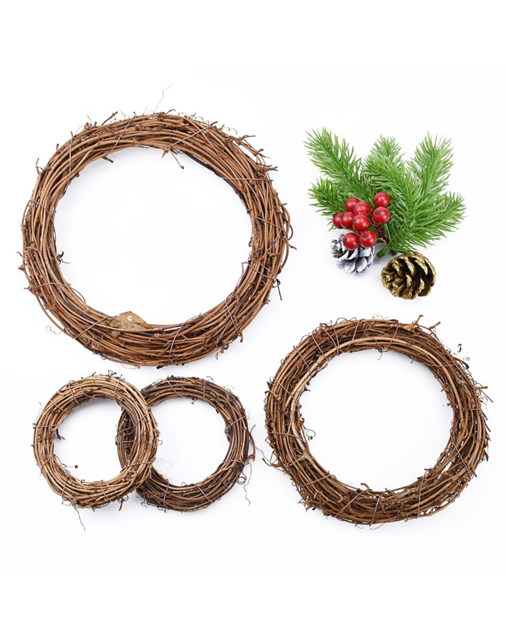 10cm/15cm/20cm Rattan Ring Cheap Artificial Flowers Garland Dried Plants Frame For Home Christmas Decoration DIY front-4