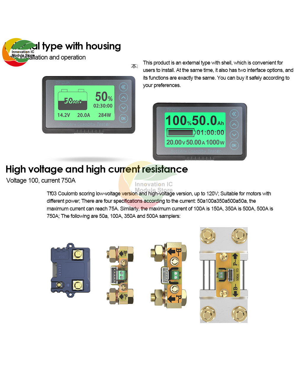 Tf03k With Shell Coulomb Counter Electric Car Rv Battery Gauge Display Dc Digital Display Voltmeter Capacity Detector D front-3