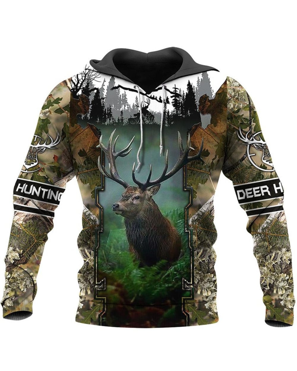 Deer Hunter 3D printing zipper shirt fashion casual shirt New Street hip hop Hoodie-bbb front-0