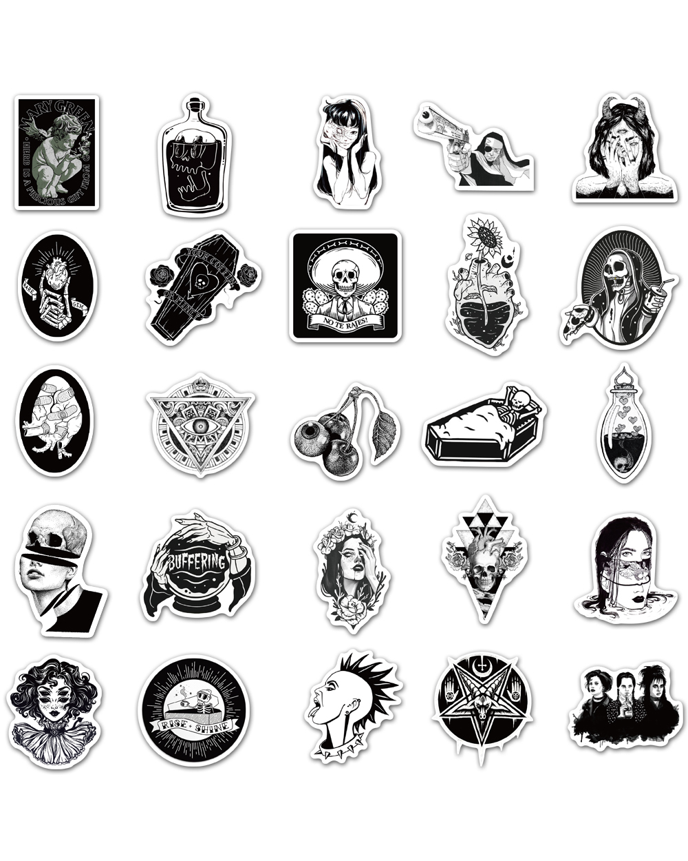 10/30/50PCS Gothic Black and White Graffiti Stickers Luggage Fridge Laptop Waterproof Classic Toy Joke Fun Sticker Gift front-4