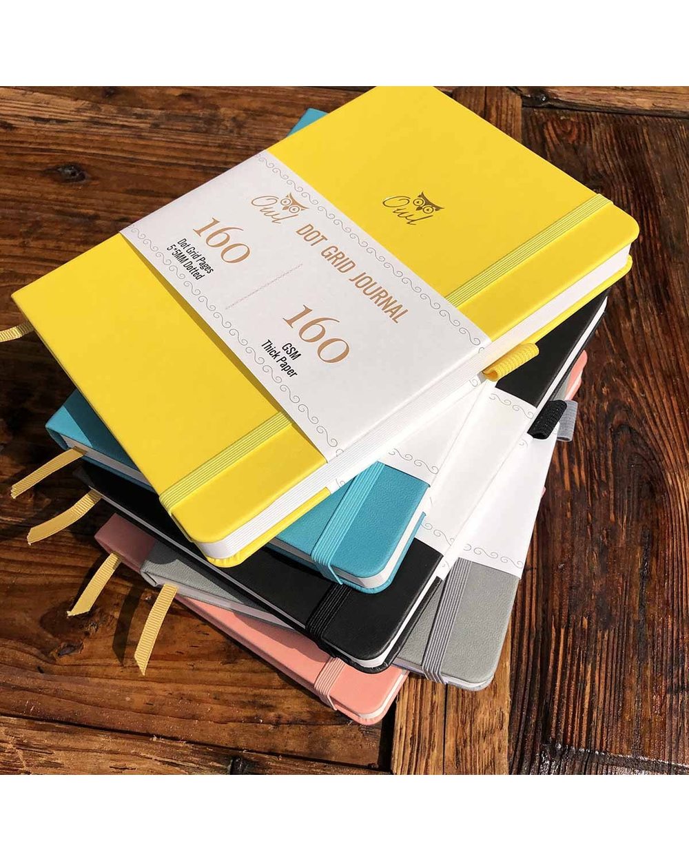 Dotted Journal Dot Grid Notebook Sketchbook - PU Leather, 160gsm Thick Paper, Inner Pocket, Elastic Closure, Pen Holder front-3