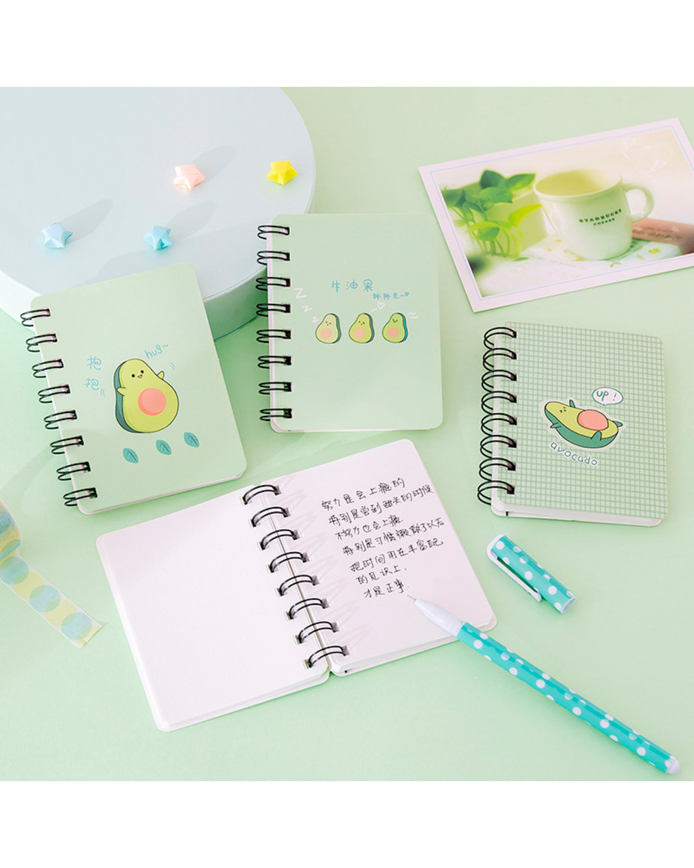 Cute Avocado Flip Coil Notebook Portable A7 Students Mini Pockets Note Book front-1