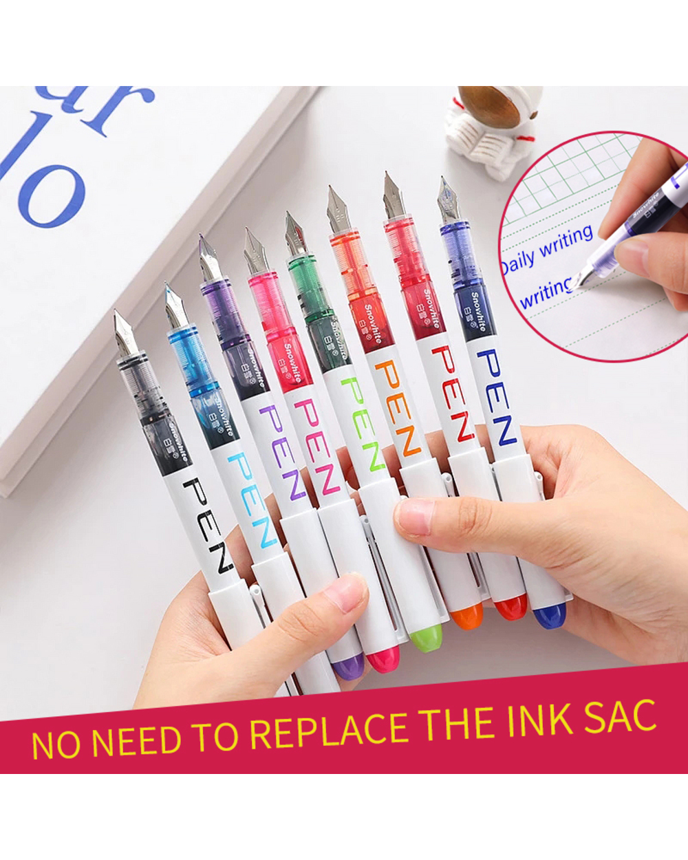 0.38/0.5Mm Fountain Pen Writing Large Ink Officeschool Supplies 8 Colors 2022 Stationery Set Kawaii Gift Fashion Ef F N front-0