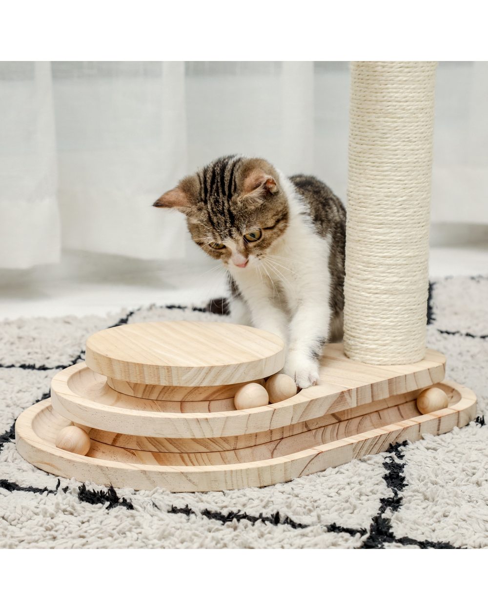 Interactive Cat Scratching Post With Dangling Ball Pet Interactive Toys front-3