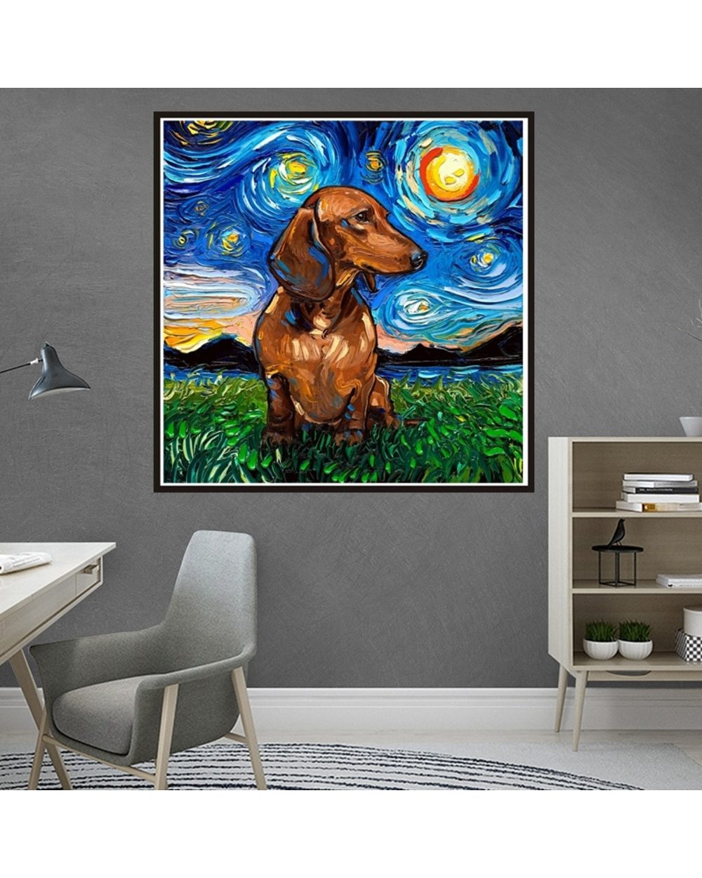 Dachshund Dog Starry Night Embroidery Diamond Painting Mosaic Animal Pattern Home Decor front-1