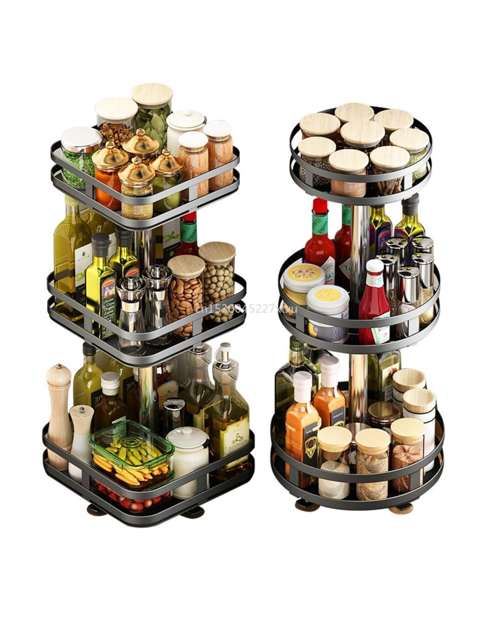 Rotatable Kitchen Seasoning Racks Bottle Kitchen Storage Racks front-3