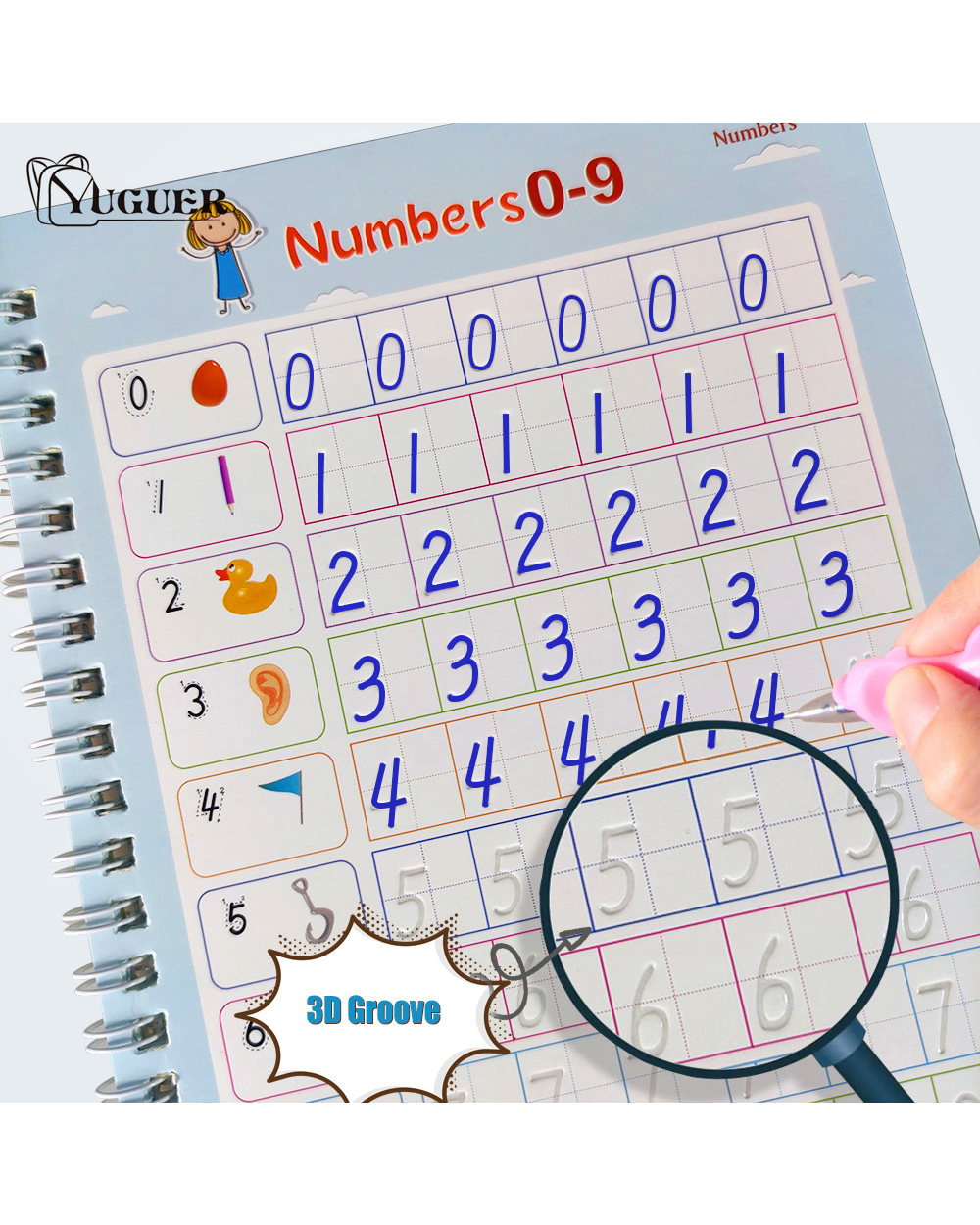 2022 Magic Writing Paste 3D Copybook For Calligraphy Numbers 0-100 Handwriting Textbook Learning Math Book Writing For front-2