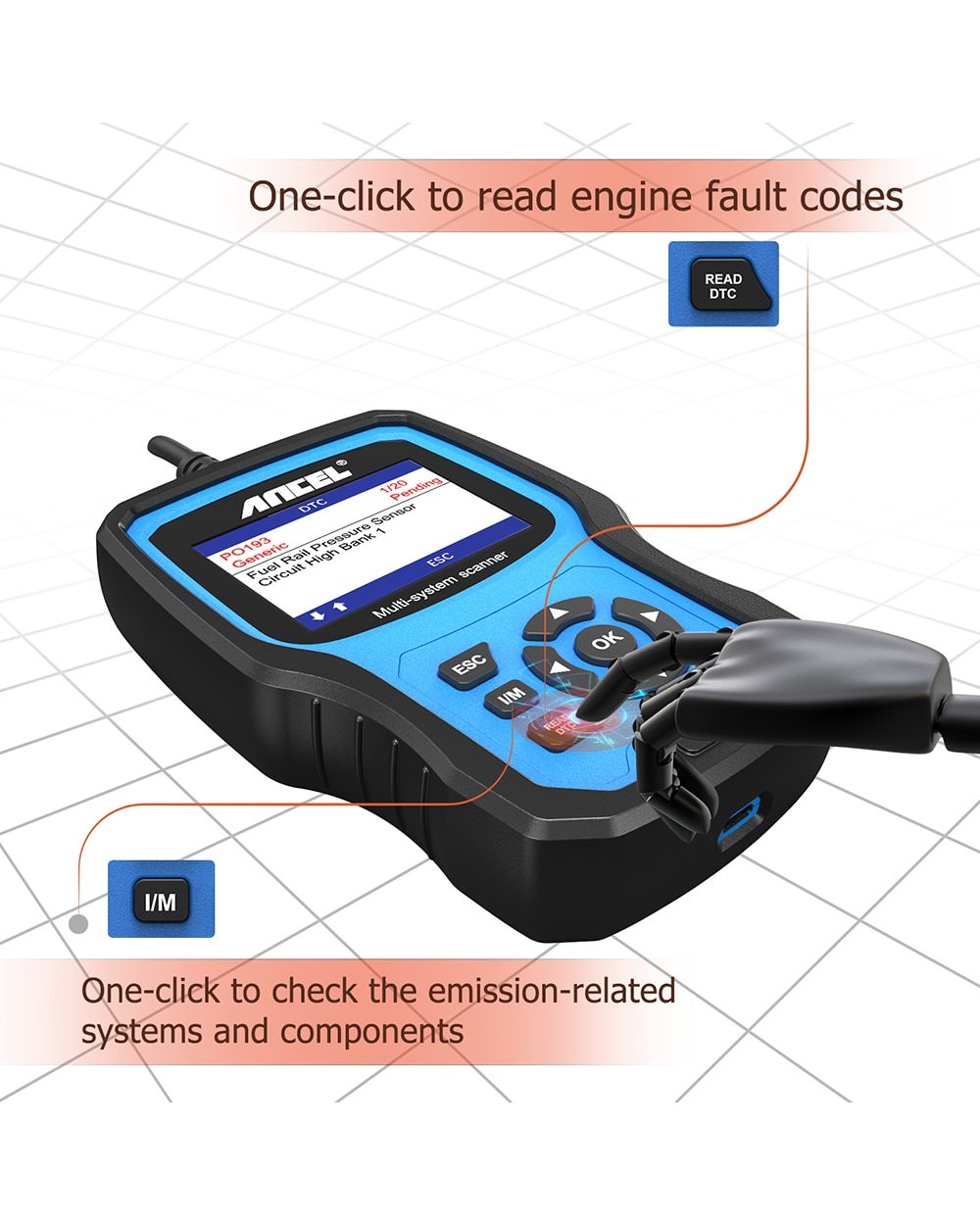 Ancel Bm700 Full System Obd2 Automotive Scanner Code Reader Oil Battery Epb Airbag Tpms Reset