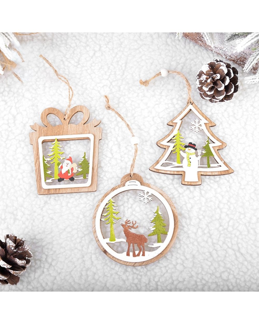 Creative Christmas Tree Wood Crafts Pendant DIY Ornaments Party Holiday Wedding Christmas Decoration Wooden Decor Gift front-4