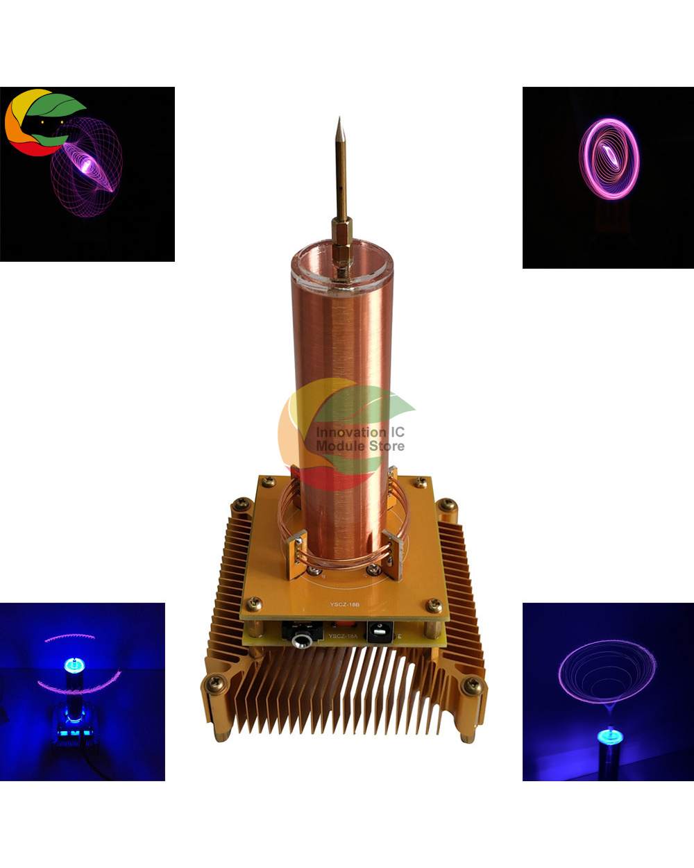 Plasma Music Tesla Coil Module Dc8-32V Space Lighting Arc Circle Artificial Lightning With Power Supply Acrylic Shell front-2