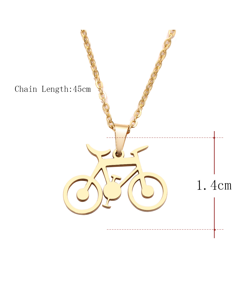 Stainless Steel Necklace For Women Man Classic Bicycle Gold And Silver Color Choker Pendant Necklace Engagement Jewelry front-5