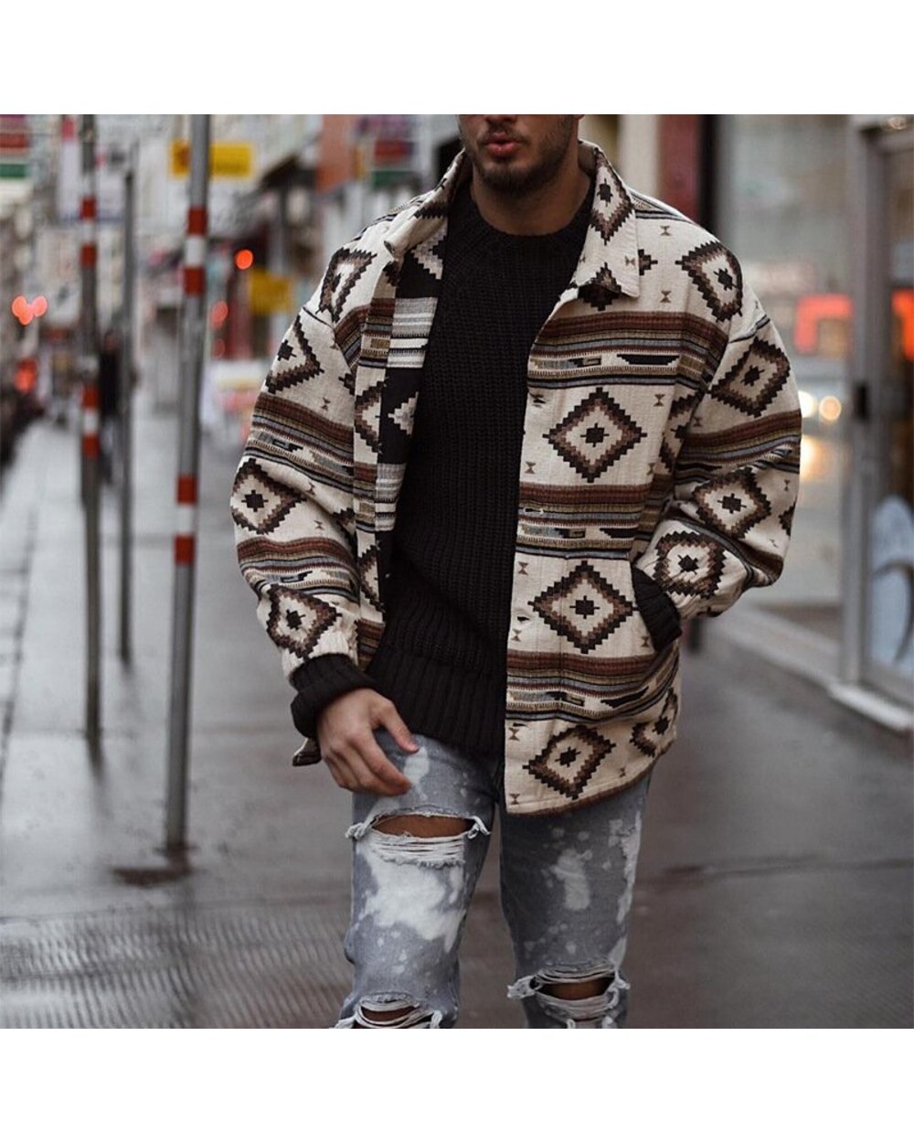 Loose Jacket Big Pocket Printing Streetwear Baseball Jacket Coat Streetwear Bomber Jacket front-4