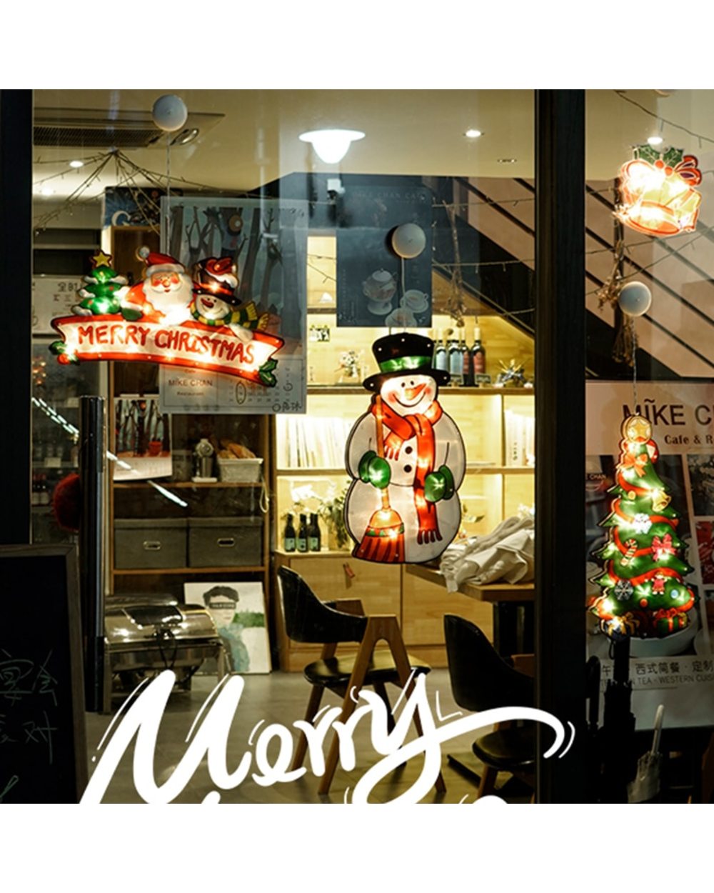 Merry Christmas Santa Claus LED Sucker Lights Window Pendants Snowman Xmas Tree Lamps Ornament Home Party Supplies front-4