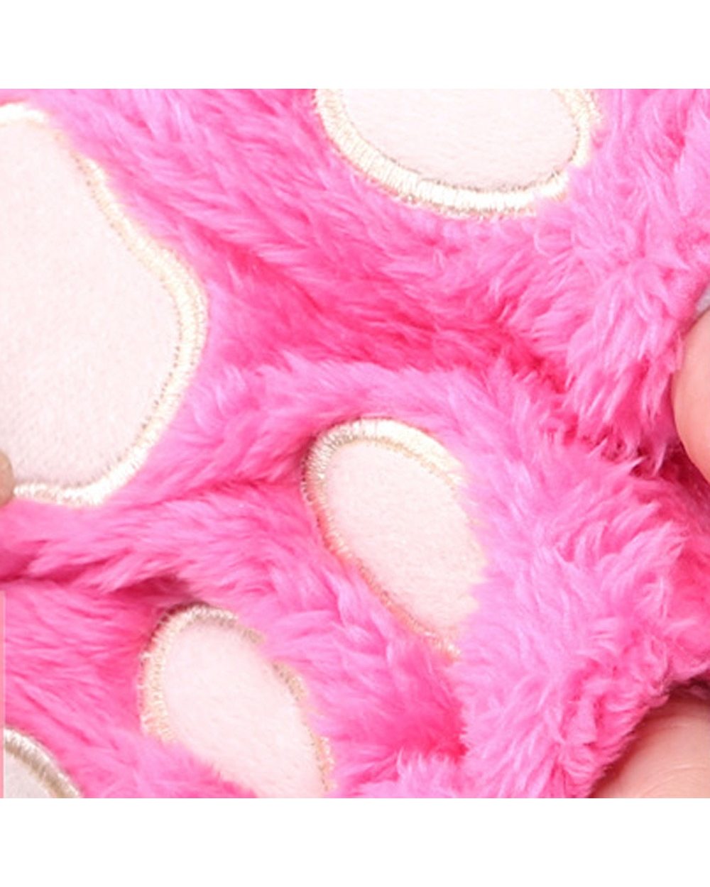 Fashion Girls Lovely Cat Claw Paw Plush Mittens Warm Soft Plush Short Fingerless Women Leisure Bear Cat Gloves Half Fin front-5