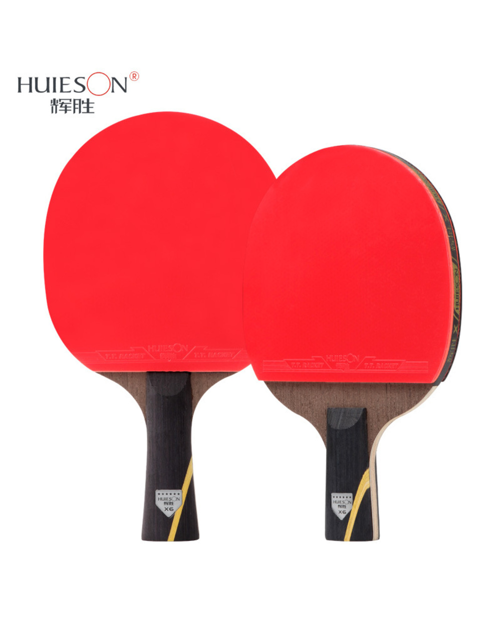 Huieson 6 Star Carbon Fiber Blade Table Tennis Racket Double Face Pimples Ping Pong Paddle Racket Set front-2