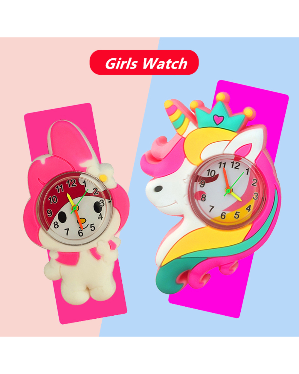Baby Watch 3D Cartoon Kids Watches Birthday Gift Girl Boy Children Free Spare Battery front-3