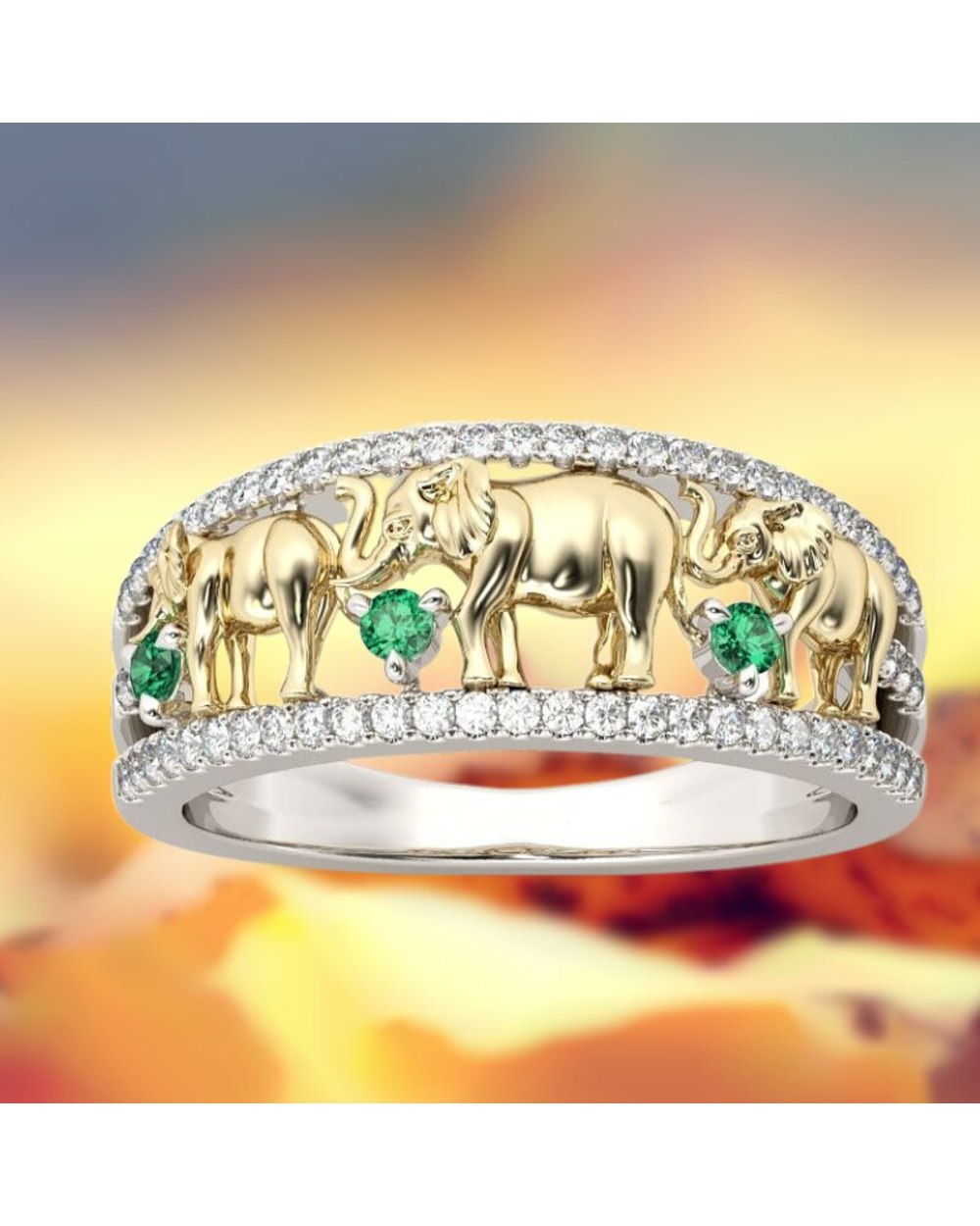 Exquisite fashion income ladies hollow elephant ring shiny animal ladies charm auspicious romanticlove wedding ring gift front-2