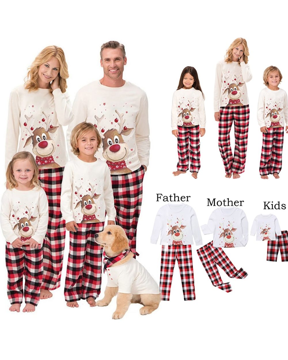 2021 Xmas Nightwear Aldult And Kid christmas pajamas Clothes Print Sleepwear Family Matching Christmas Pajamas Sets front-1