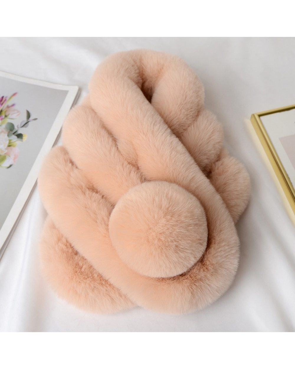 Women Winter Scarf Female Faux Rabbit Fur Neckerchief Plush Thick Warm Scarves Solid Color Imitation Fur Grass Neck Col front-5