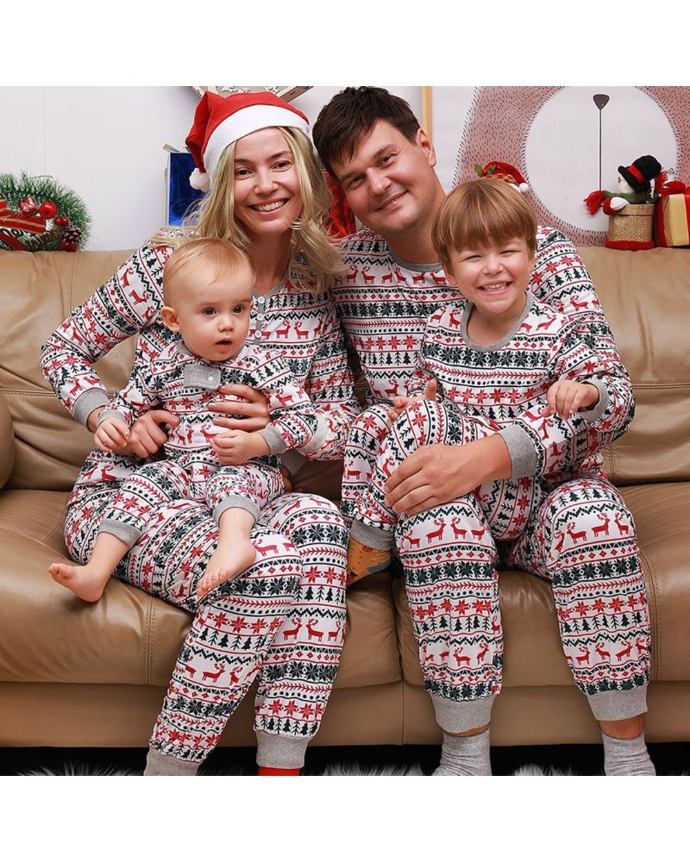 Christmas Family Matching Pajamas Set Mother Father Kids Matching Clothes Family Look Outfit Baby Girl Rompers Sleepwear front-0