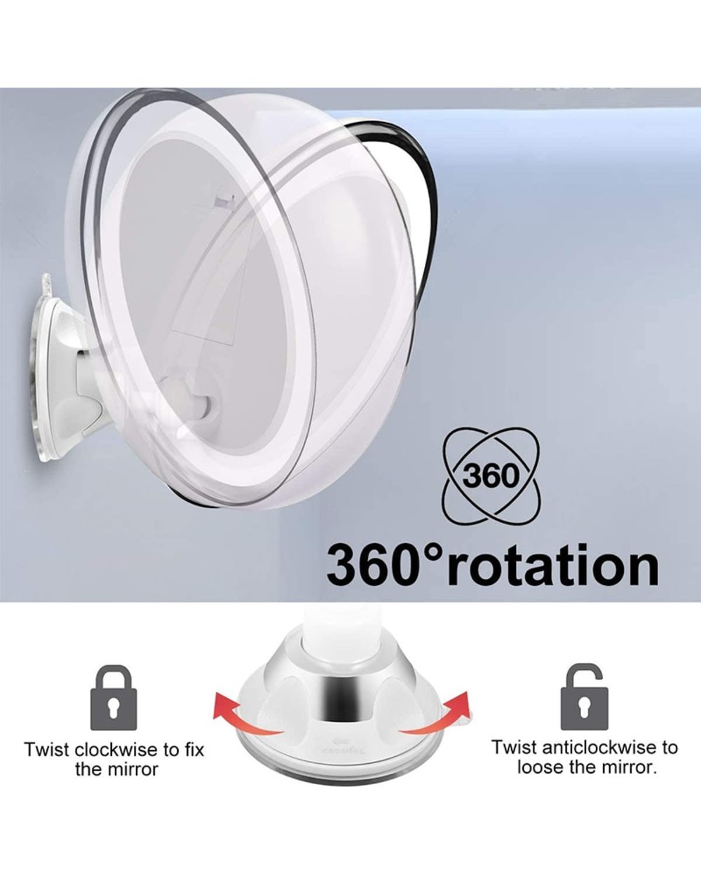 Portable 3 Colors Lighting Touch Screen 10X Magnifying Vanity Mirror front-3