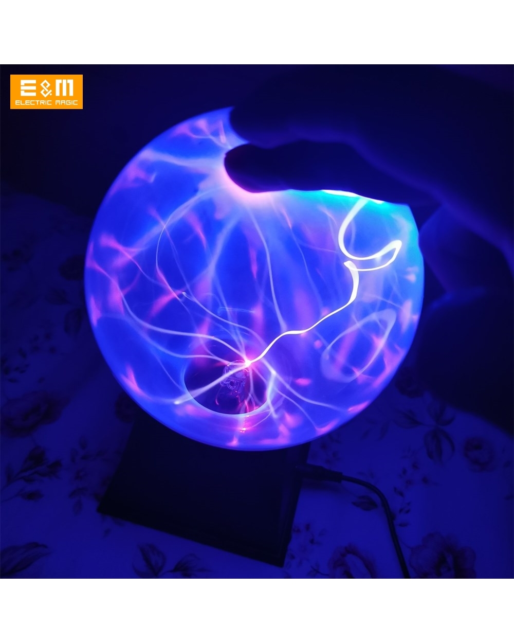Voice Control Tesla Coil Music 12V Artificial Lightning Ion Arc Glass Ball Touchable Scientific Education Research Expe front-1