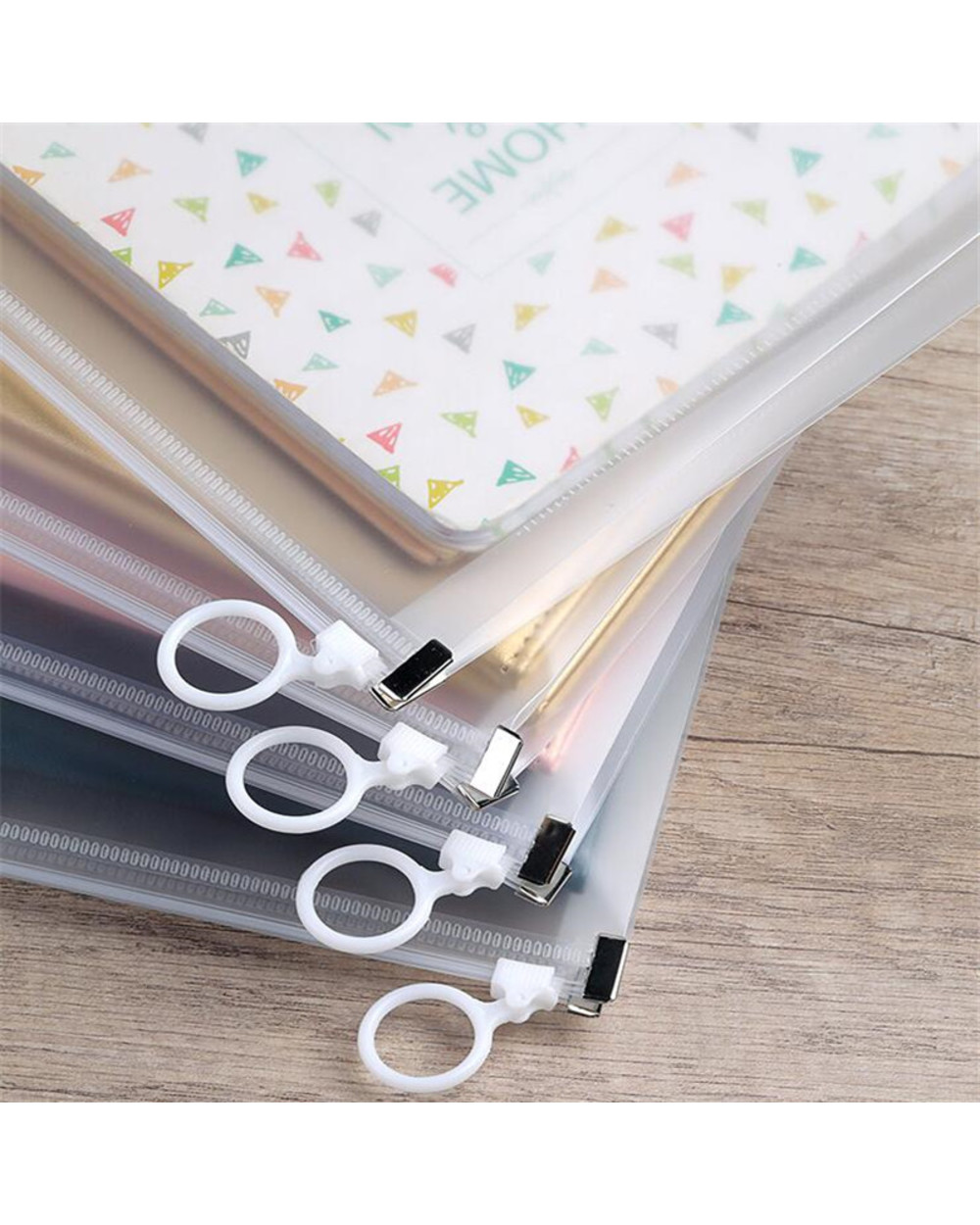 B5 A4 A5 A6 Transparent Document Bag Office File Holder School Folder Zipper Pouch Loop Pull Organizer Stationery Desk front-5
