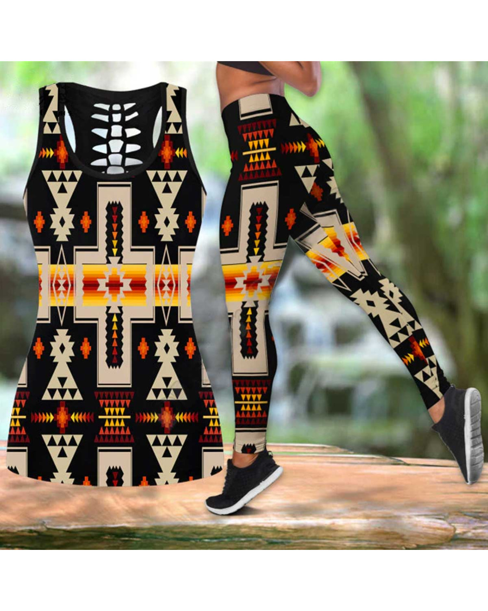 Workout Pants Eagle 3D Printed Hollow Tanktop sexy Yoga Suit Fitness Soft Legging front-5