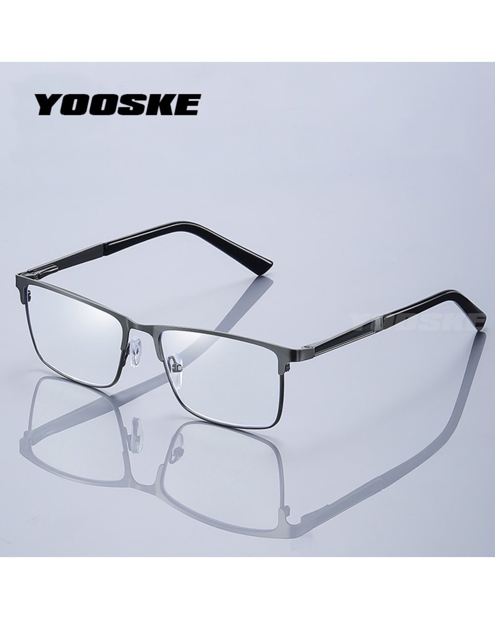 Yooske Stainless Steel Reading Glasses Men Non Spherical Lens Presbyopia Business Eyeglasses Male Hyperopia Prescriptio front-1