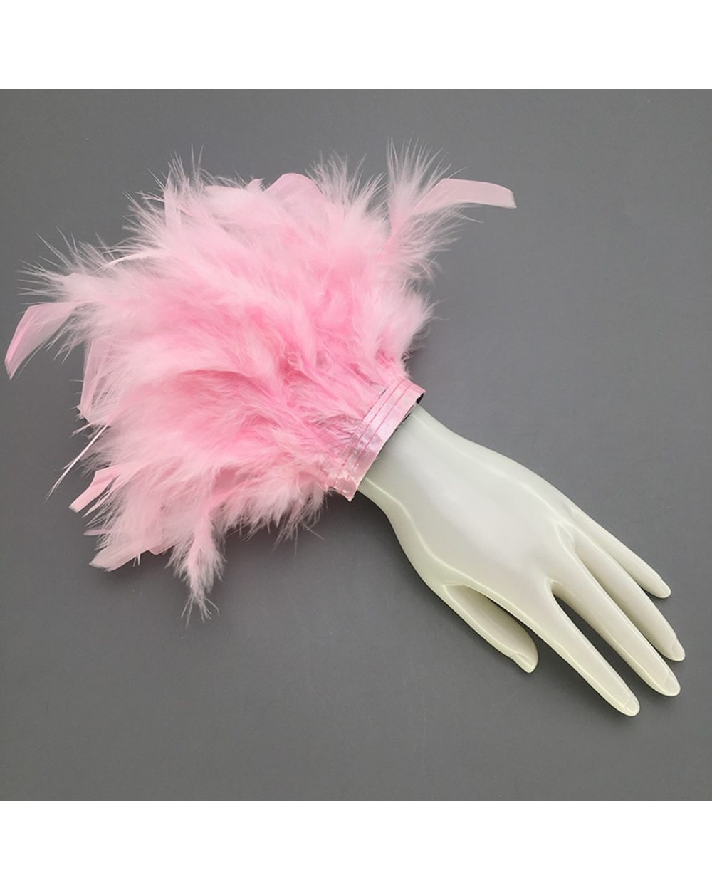 Women Real Fur Ostrich Feather Cuffs 2022 Feather Fur Cuffs Bracelet Snap Anklet Bracelet Fur Feather Cuffs Wrist Sleev front-4