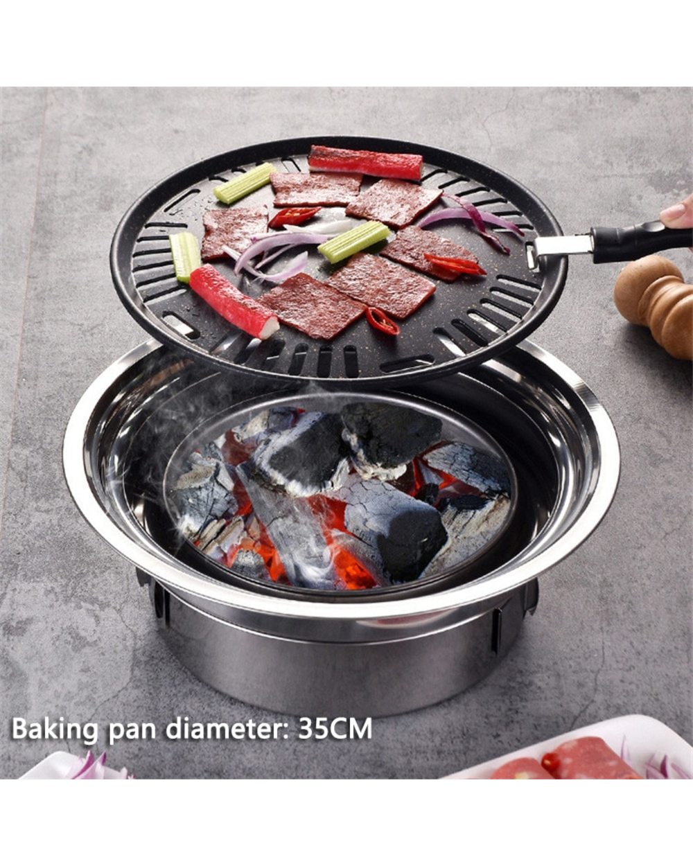 Stainless Steel Charcoal Barbecue Grill Korean Non-stick Outdoor bbq grill Round Carbon Barbecue Stove front-0