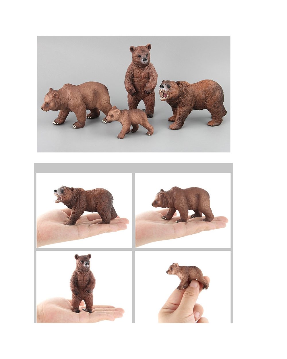 Bears Toys Children Baby Kids Animal Action Figures Brown Bear Fun Toy Figures Home Decor Collection Lover front-1