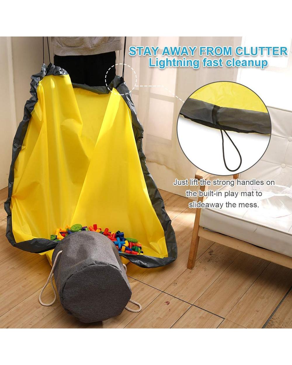 Toy Storage Bag Basket - Large Play Mat Toy Clean-up Storage Container Storage Bucket Waterproof Container For Kids front-3
