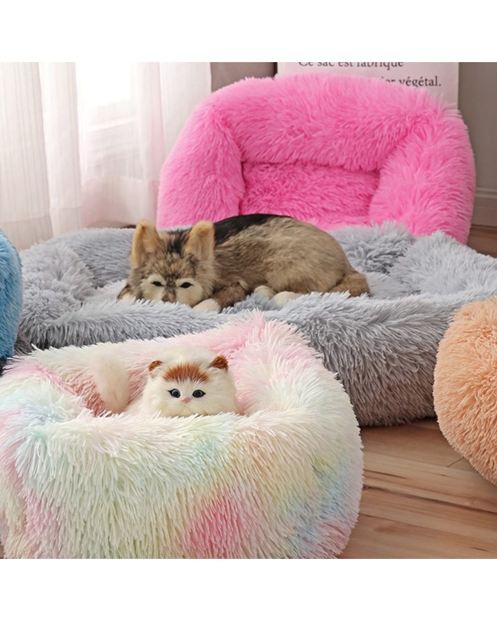 Square Super Soft Dog Bed Warm Plush Cat Mat Dog Beds For Large Dogs Puppy Bed Nest Long Plush Pet Warm Sleeping Mats front-2