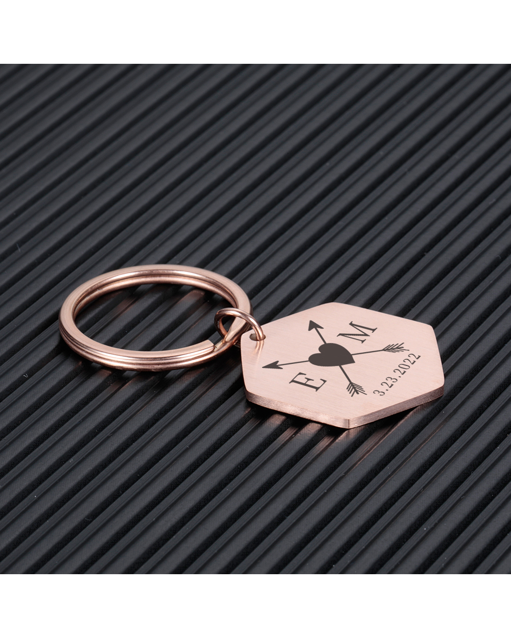 Customized Name Couples Keychain Romantic Lover Couple Stainless Steel Keyring front-3