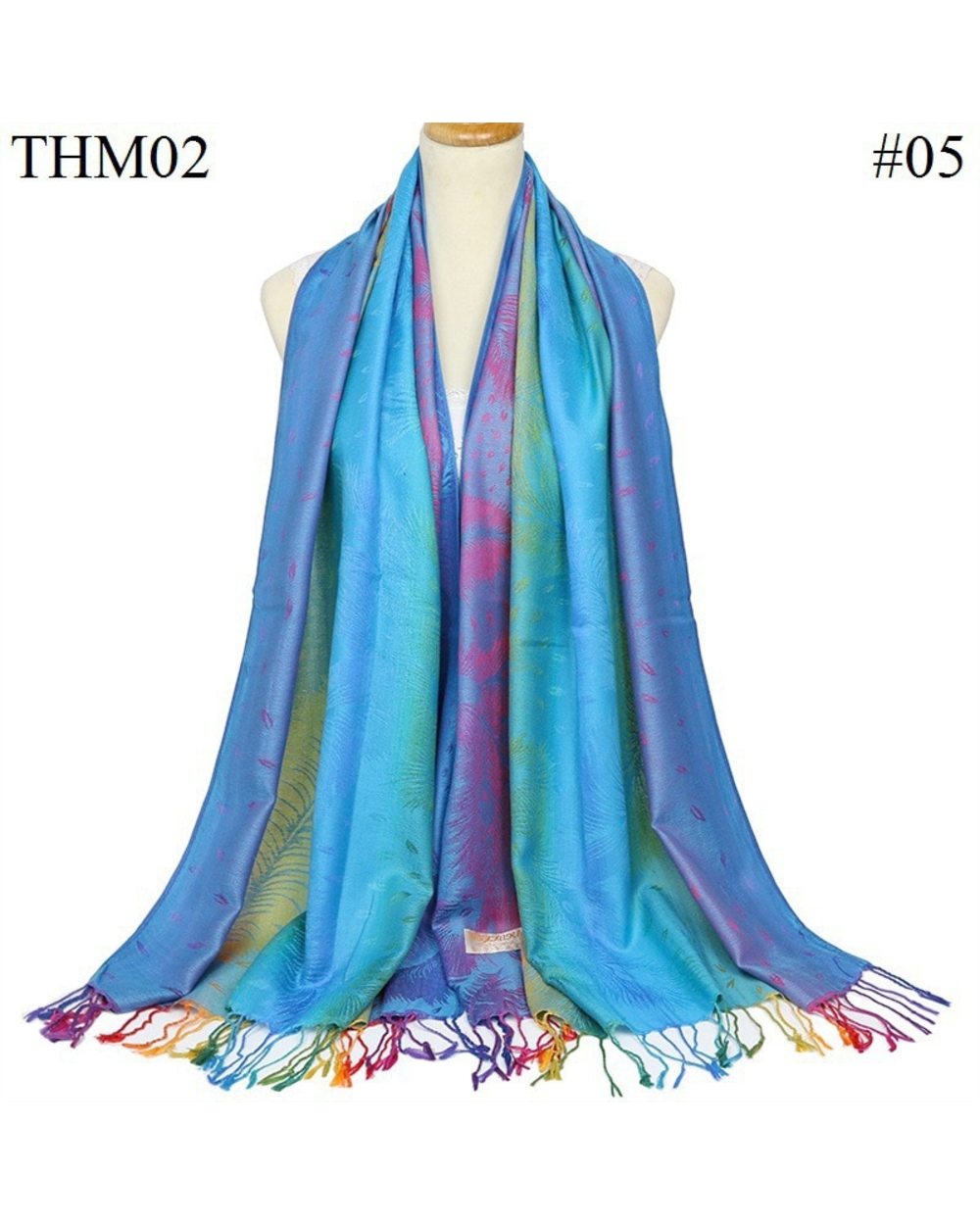 Colorful Flowers Jacquard Winter Cotton Scarf Lady Design Warm Wrap Pashmina Scarves Women Shawl Female Bohemia Foulard front-2