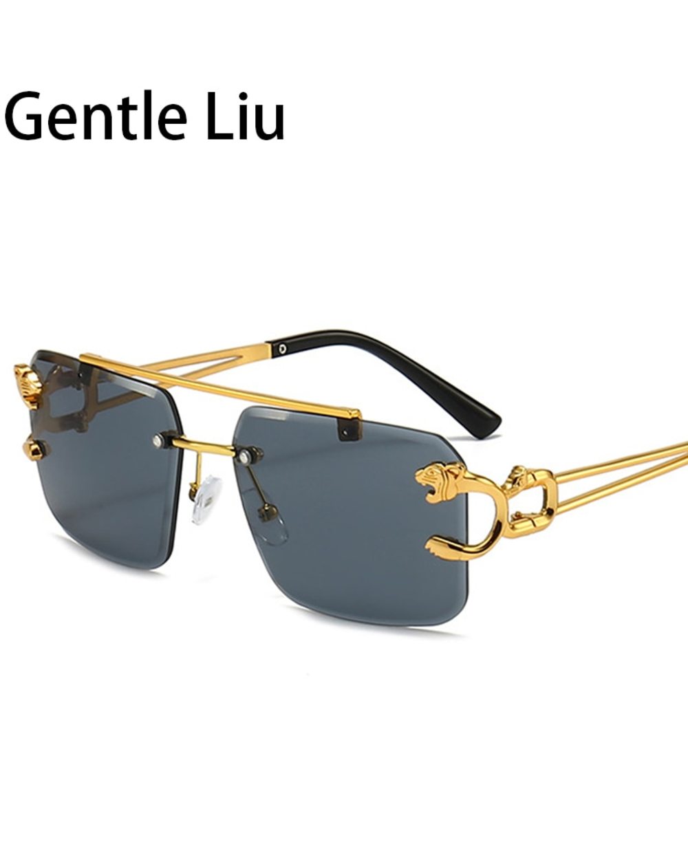 Vintage Square Rimless Sunglasses Women 2022 Luxury Brand Frameless Sun Glasses For Men Leopard Eyewear Lunette De Sole front-1