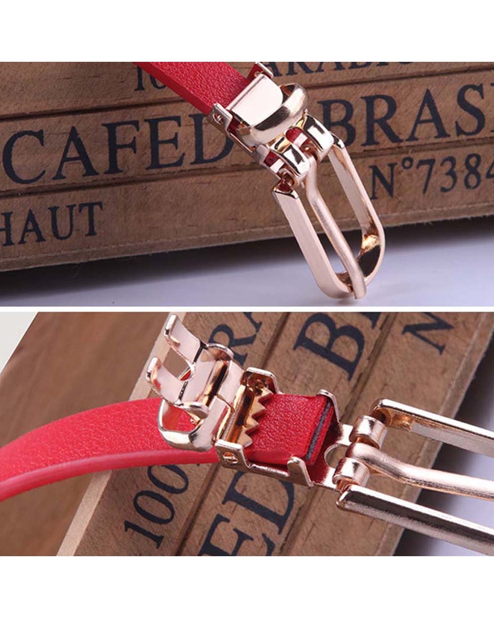 Women Faux Leather Belts Candy Color Thin Skinny Waistband Adjustable Belt Women Dress Strap front-5